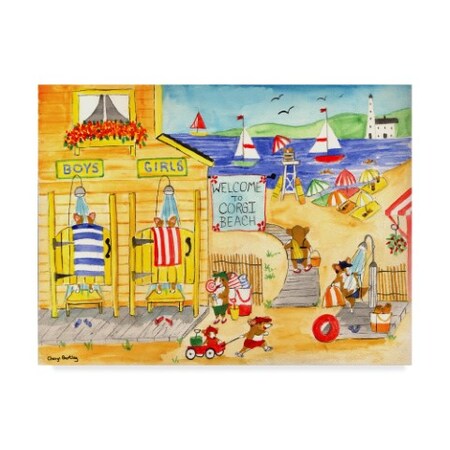 Trademark Fine Art Cheryl Bartley 'Welcome To Corgi Dog Beach' Canvas Art, 14x19 ALI41175-C1419GG